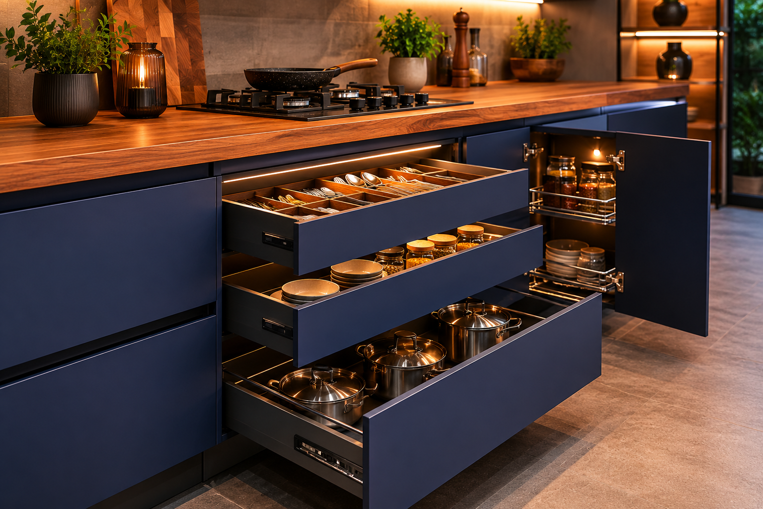 Kitchen drawers and shutters work in Gurgaon